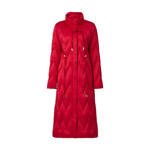 MAXRIENY中式盘扣羽绒服中长款新年红保暖外套女