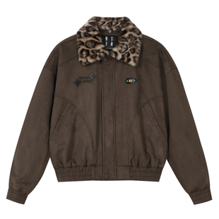 MEDM 新款可拆卸领麂皮休闲翻领夹克美式复古男女宽松拉链外套秋