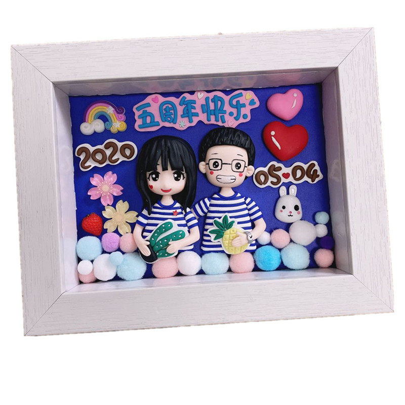 捏泥人真人软陶Q版人偶照片定制diy相框生日结婚礼物情侣纪念公仔