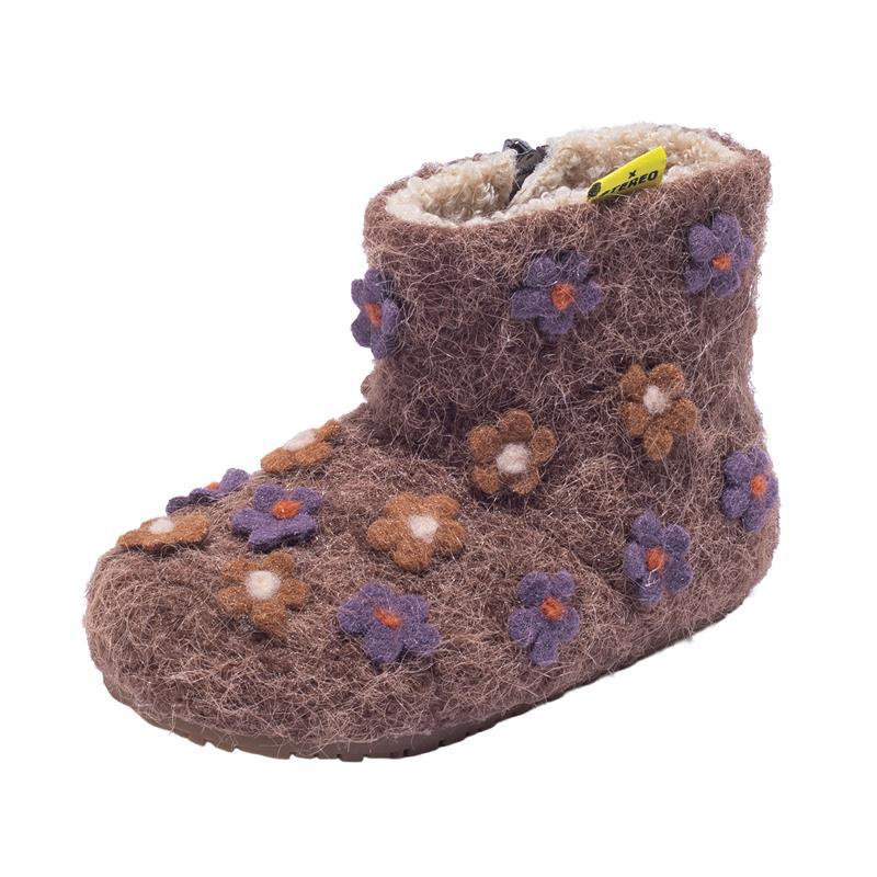 NUBEKIDS英国童鞋女童雪地靴加绒保暖可爱小花宝宝冬季新款大棉鞋