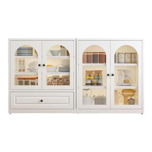 美式轻奢铁艺客厅卧室餐边柜储物柜小柜子收纳床头柜靠墙复古家具