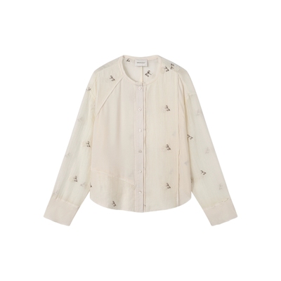 Sesaar赛萨 25新款Senae塞奈衬衫拼接立体刺绣上衣微透宽松清凉