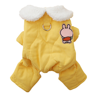 狗狗带牵引绳扣的衣服冬季比熊博美雪纳瑞小型犬四腿棉衣加厚保暖