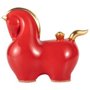 马上有钱马摆件招财红色中式风水饰品景德镇陶瓷桌面装饰乔迁礼物