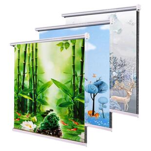 2024新款成品窗帘遮光拉卷帘卧室阳台客餐厅卫生间厨房免打孔风景
