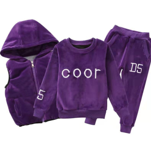 女童秋冬装套装2025新款韩版中大童儿童洋气双面绒卫衣加绒三件套