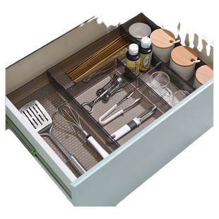 日式厨房抽屉收纳盒内置分隔小盒子塑料分格灰色筷子刀叉餐具整理