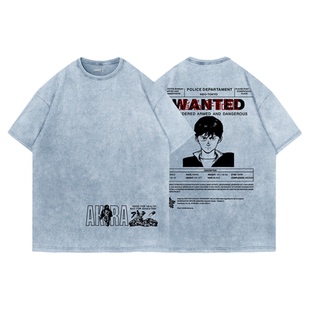 TEE7-阿基拉28号金田通缉令水洗做旧重磅复古美式宽松纯棉短袖T恤