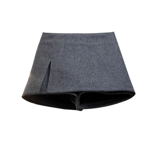 灰色毛呢半身裙女春季季新款辣妹小个子a字高腰显瘦包臀短裙裤子