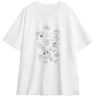 CV大码女装 夏季新款环葆休闲圆领字母印花短袖T恤天丝上衣女胖mm