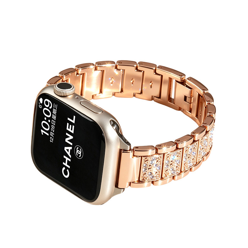 适用AppleWatch闪钻表带三珠满钻