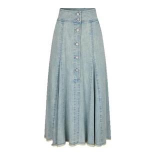 MOUSSY 夏季新品复古港风垂感A型牛仔半身裙女028JSX11-1028