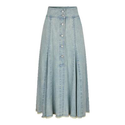 MOUSSY 夏季新品复古港风垂感A型牛仔半身裙女028ISA11-2601