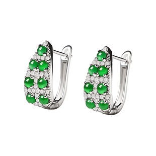 宫里上新翡翠耳饰女天然玉石耳钉纯银耳扣高级感生日礼物送妈妈