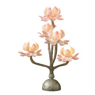 新中式中国风莲花灯佛前供灯树脂荷花灯长明灯装饰台灯财神观音灯