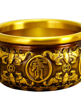 纯铜聚宝盆黄铜香炉存钱罐摆件