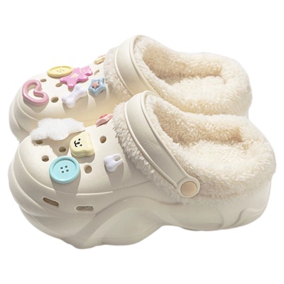 加绒洞洞鞋女外穿冬季2025新款