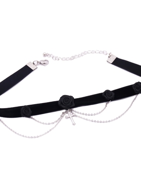 复古玫瑰vintage黑色丝绒项圈