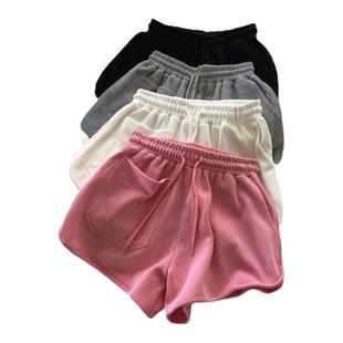 休闲运动短裤女2026夏季新款宽松高腰百搭洋气减龄沙滩阔腿短裤潮