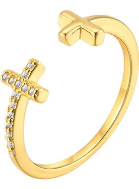 泰爱你时尚简约十字架戒指