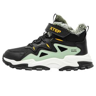 特步童鞋高帮儿童棉鞋男童加绒冬季加厚二棉保暖大棉休闲运动鞋子