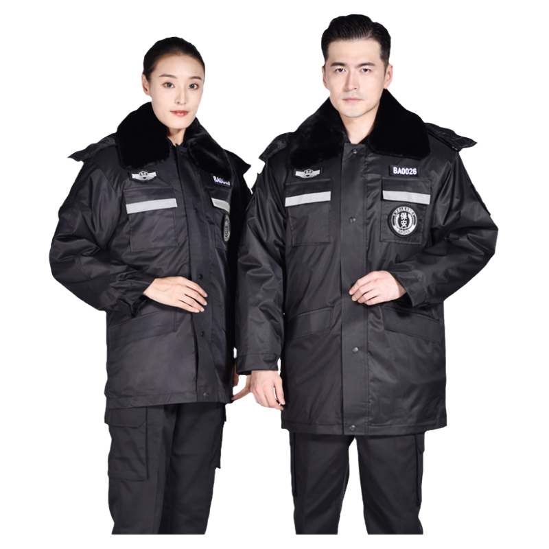 保安棉衣男秋冬季服裝加厚棉服工作服冬裝防寒棉襖多功能軍棉大衣