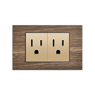 台湾美式118型15A美标六孔开关LED显示金色复古木纹台标插座带USB