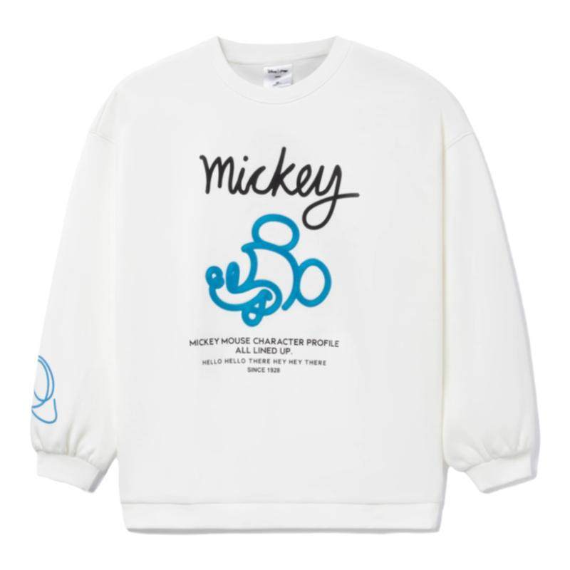 李宁米奇加绒保暖圆领卫衣男女