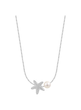 银色星星珍珠吊坠项链高级感轻奢