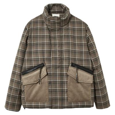 流石男装冬装短款立领格子羽绒服男士冬季新款高端加厚款外套男生