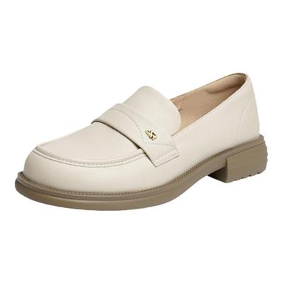 红蜻蜓粗跟休闲乐福鞋