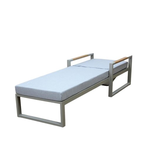 酒店户外躺床铝合金柚木外露室外泳池金属防水躺椅设计师休闲躺椅