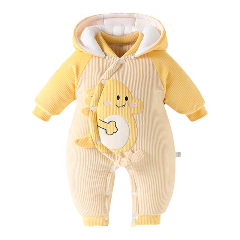 新生儿连体衣秋冬季加厚棉服婴儿外出服抱衣满月男女宝宝连帽棉袄