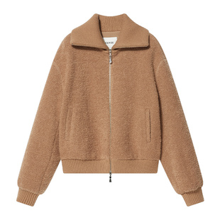 COVERINS 温暖圈圈纱羊毛翻领双头拉链毛呢外套女CC34510170