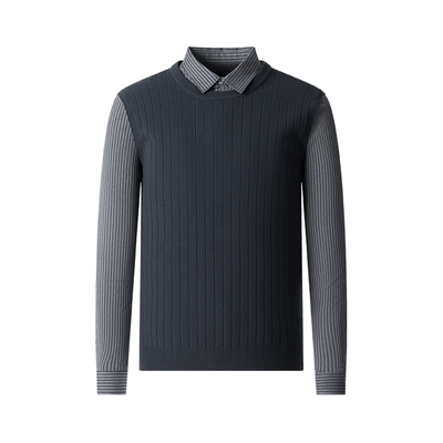 【杉杉官方】绵羊毛假两件针织衫