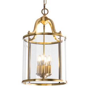 美式全铜入户玄关餐厅吊灯吧台过道阳台长楼梯门厅鸟笼圆筒玻璃灯