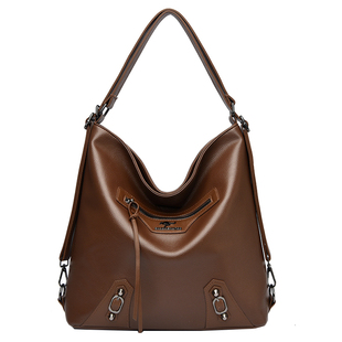 袋鼠真皮女包单肩包包女款2025新款大包双肩包妈妈包女大容量包包