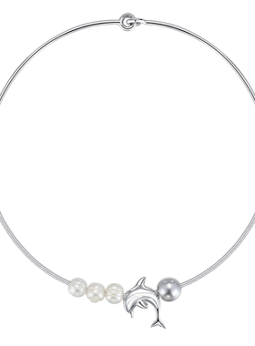 YVMIN尤目 海豚珍珠蛇骨项链毛衣链度假风海边配饰新年生日礼物