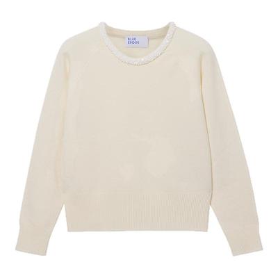 BLUE ERDOS 冬季新品通勤简约圆领装饰边收腰女套衫B256A0035