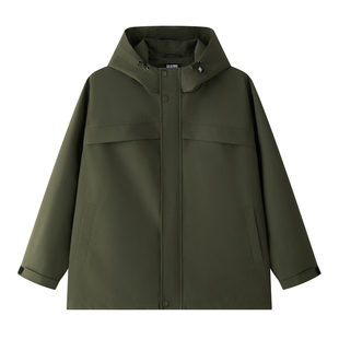 半墨大码男装三合一冲锋衣式夹克男2025冬季新款宽松连帽工装外套