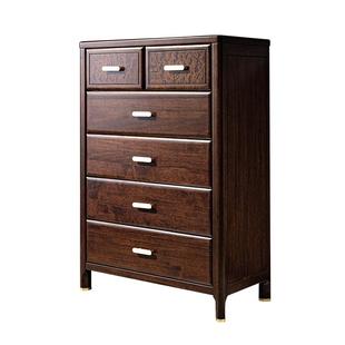 瑞银全实木斗柜新中式储物柜子现代轻奢乌金檀木斗橱卧室抽屉柜