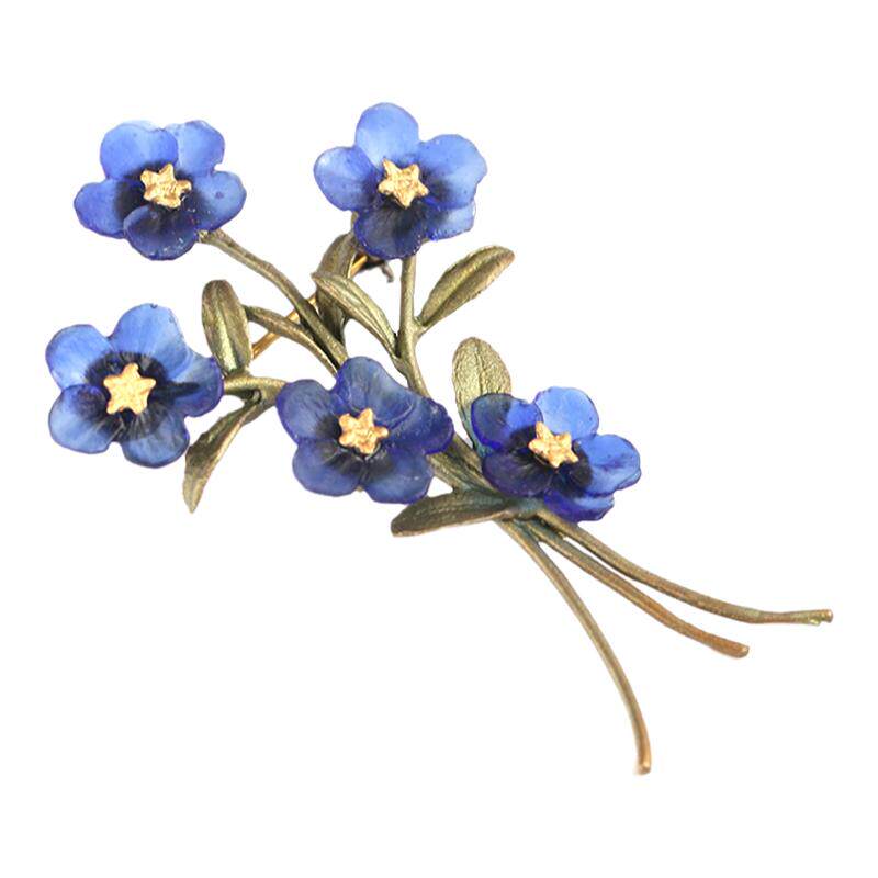 蓝色花朵胸针小众设计百搭饰品