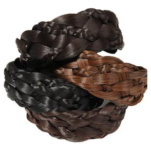 宽边麻花鱼股辫子假发发箍女款遮白发头饰发卡带齿防滑高颅顶头箍