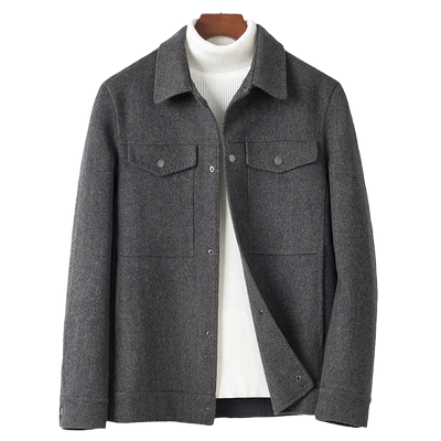 双面纯羊毛男短款夹克商务休闲