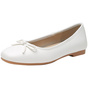 大东女鞋工作鞋2026春季新款一脚蹬蝴蝶结软面通勤平底时装女单鞋