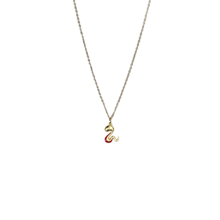 Cute luck古着女生项链红色蛇形吊坠时尚小众精致锁骨链配饰礼物