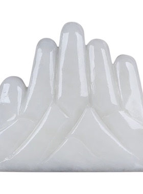 天然玉石白玉五指山摆件石敢当