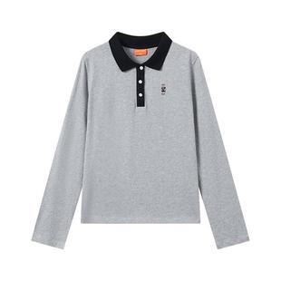 NOISY TEDDY25年秋季新款时尚简约POLO领女士长袖T恤衫舒适百搭