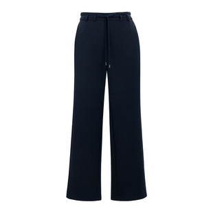 HONRN/红人羊毛呢混纺垂感直筒阔腿运动休闲裤女秋冬HI55OK158