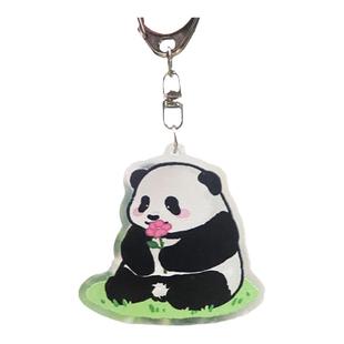 大熊猫花花挂件钥匙扣亚克力四川成都基地纪念品周边萌兰包包挂饰